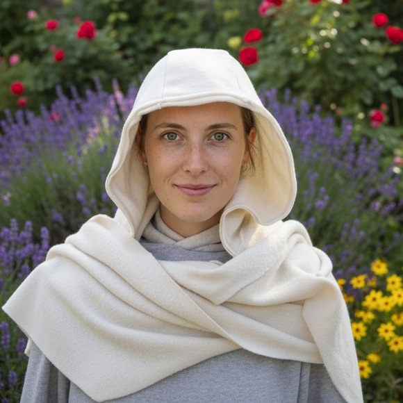 Alternative Earth pocket Hooded Wrap in Off White or cream color - o/s - Picture 5 of 5